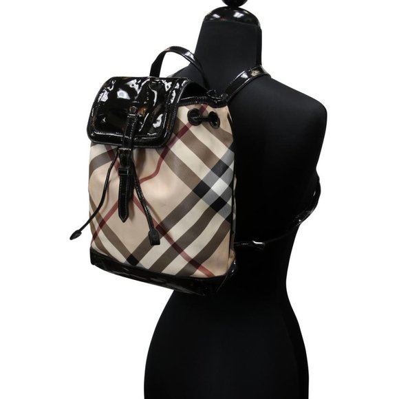 Burberry Drawstring Check Trim Coated Leather Supernova Backpack BB-0317N-0070 main image 10